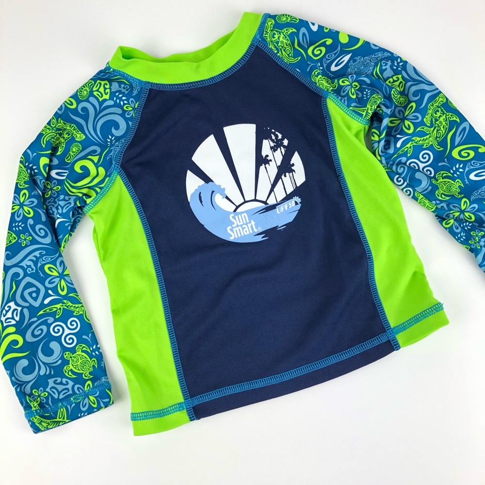 Swim Shirt Long Sleeve Rash-guard Turtles & Sharks